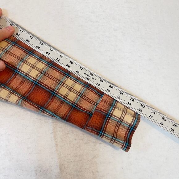 Wrangler Wrancher Flannel Shirt Men's XXL Pearl Snap Button Brick-Red Plaid West - Picture 11 of 12